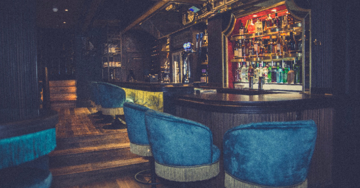 View of the bar area inside The Rabbit Hole restaurant, Durham City